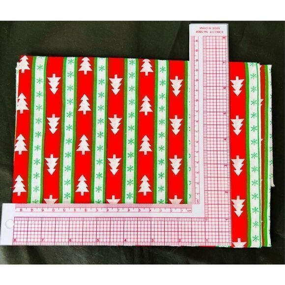 Vintage Fabric Christmas Tree Stripes Cotton 36” x 1/2 yard Semi-transparent - Picture 1 of 1
